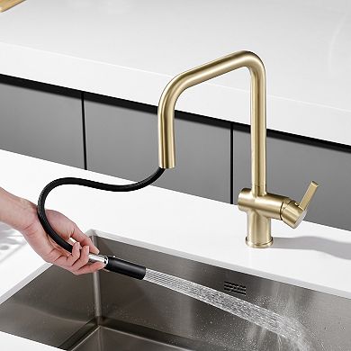 SUMERAIN Pull-Down Kitchen Sink Faucet with 360° Swivel Spout, Mininalist Contemporary, Lead-Free