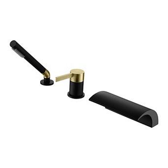 SUMERAIN Bathtub Faucet with Waterfall Spout and Hand Shower, High-Flow Three-Hole, Lead-Free