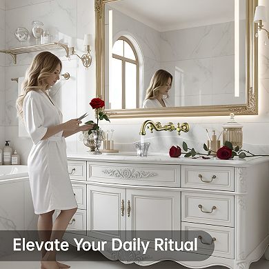 SUMERAIN 2-Handle Wall Mount Bathroom Faucet with 360' Rotatable Spout, High Arc, Solid Brass