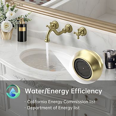 SUMERAIN 2-Handle Wall Mount Bathroom Faucet with 360' Rotatable Spout, High Arc, Solid Brass