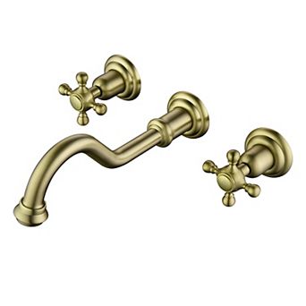 SUMERAIN 2-Handle Wall Mount Bathroom Faucet with 360' Rotatable Spout, High Arc, Solid Brass