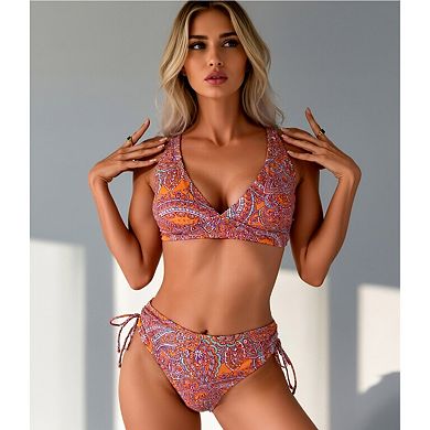 Women's Paisley Print Bikini Set High Waist Two Piece Swimsuit