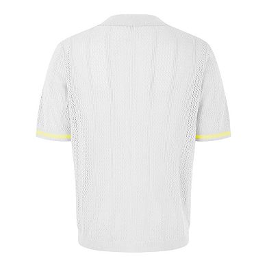 Men's Short Sleeve Button Down Shirts Hollowed Out Cool Summer Casual Tops with Pocket