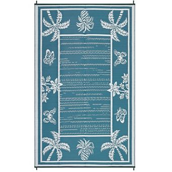 Fashionwu Reversible Outdoor Stain Resistant Modern Washable Bordered Easy to Clean Area Rugs for RV