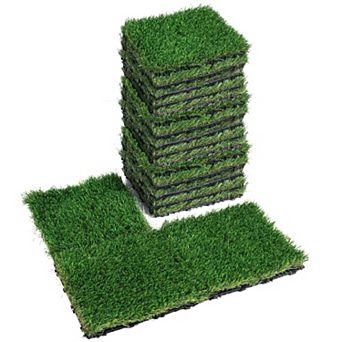 18 Pack High-Density Artificial Grass Turf with Rubber Backing for Indoor or Outdoor Use