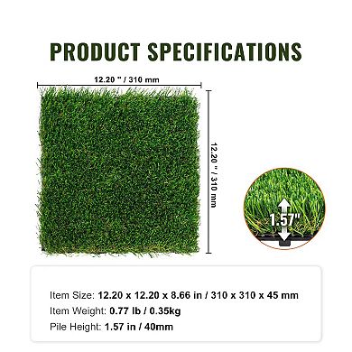 18 Pack High-Density Artificial Grass Turf with Rubber Backing for Indoor or Outdoor Use