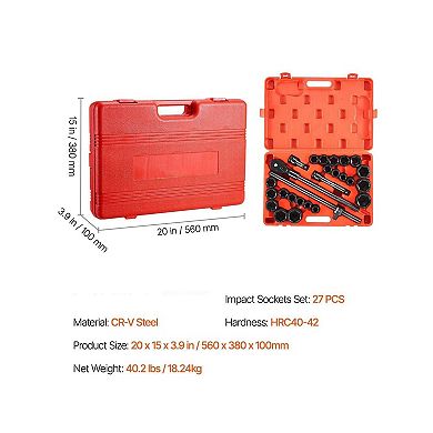 Drive Impact Socket Set with Ratchet for Trucks, RVs, and Heavy Vehicles