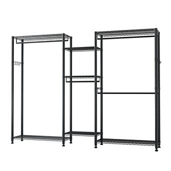 Closet Wardrobe Organizer with 7 Shelves, 4 Hanging Rods, and 8 Hooks