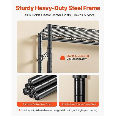 Closet Wardrobe Organizer with 7 Shelves, 4 Hanging Rods, and 8 Hooks