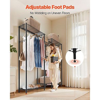 Closet Wardrobe Organizer with 7 Shelves, 4 Hanging Rods, and 8 Hooks