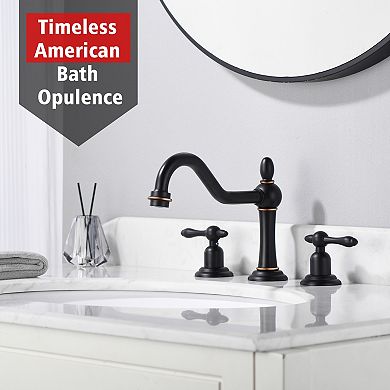 SUMERAIN Classic Widespread Bathroom Faucet with 360° Swivel Spout and Double Handle, Lead-Free