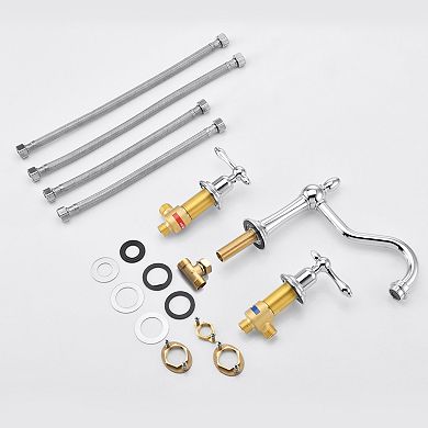 SUMERAIN Classic Widespread Bathroom Faucet with 360° Swivel Spout and Double Handle, Lead-Free