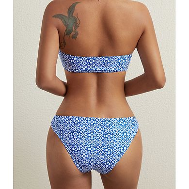 Women's Geometric Print Bandeau Bikini Set Two Piece Swimsuit
