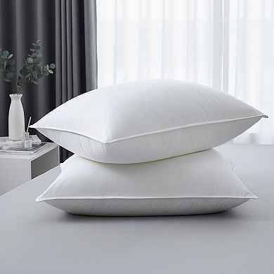 Unikome 100% Cotton Down-Proof Fiber Pillow, 2 Pack Bed Pillow for Side & Back Sleepers