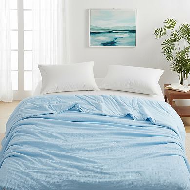 Unikome Seersucker Cooling Reversible Lightweight Cooling Blanket, Silk Smooth Summer Bedding Quilt
