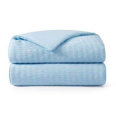 Unikome Seersucker Cooling Reversible Lightweight Cooling Blanket, Silk Smooth Summer Bedding Quilt