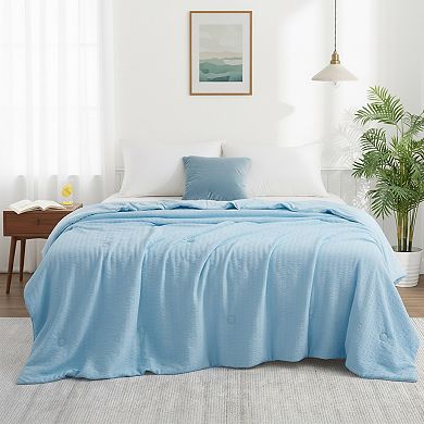Unikome Seersucker Cooling Reversible Lightweight Cooling Blanket, Silk Smooth Summer Bedding Quilt