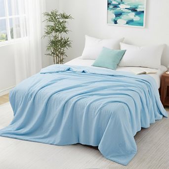 Unikome Seersucker Cooling Reversible Lightweight Cooling Blanket, Silk Smooth Summer Bedding Quilt