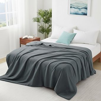 Unikome Seersucker Cooling Reversible Lightweight Cooling Blanket, Silk Smooth Summer Bedding Quilt