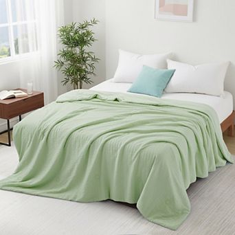 Unikome Seersucker Cooling Reversible Lightweight Cooling Blanket, Silk Smooth Summer Bedding Quilt