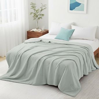 Unikome Seersucker Cooling Reversible Lightweight Cooling Blanket, Silk Smooth Summer Bedding Quilt