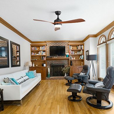 52" Dimmable Ceiling Fan With Reversible DC Motor and 18W LED Light, Remote Control