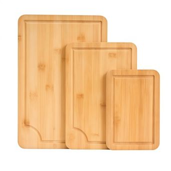 100%Bamboo Cutting Board Set with Built In Handle and Knife Friendly Surface