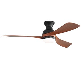 52-Inch Flush Mount Ceiling Fan With Dimmable Light And Remote Control, 3 ABS Fan Blades