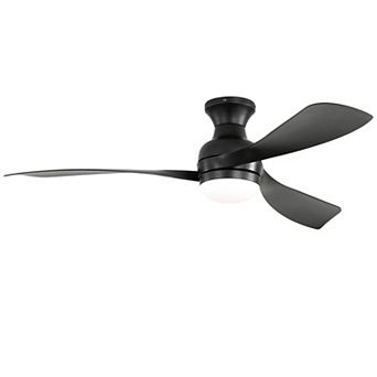 52-Inch Flush Mount Ceiling Fan With Dimmable Light And Remote Control, 3 ABS Fan Blades