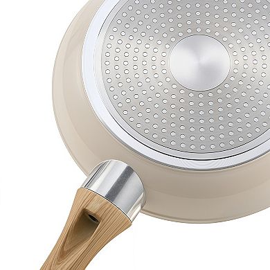 3 Piece Aluminum Frying Pan Set Nonstick Ceramic Coated Cool Handle Induction Ready