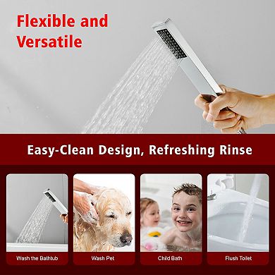 SUMERAIN Freestanding Bathtub Mixer Faucet 360°Swivel with Versatile Hand Shower, Solid Brass