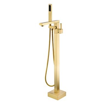 SUMERAIN Freestanding Bathtub Mixer Faucet 360°Swivel with Versatile Hand Shower, Solid Brass