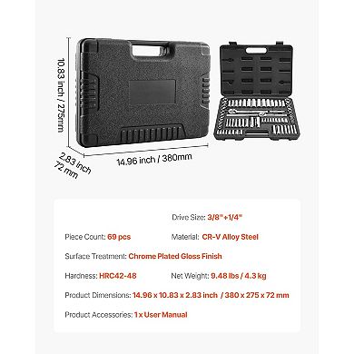 CR-V Socket and Ratchet Set 6-Point Automotive and DIY Tool Kit