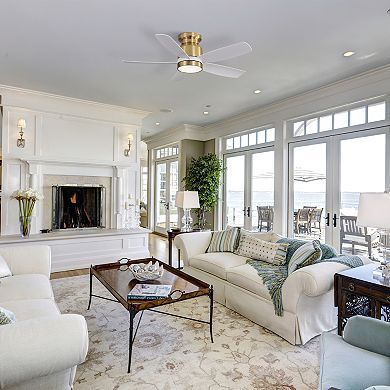 42" Flush Mount Ceiling Fans with LED Light 22W and Remote Control 5 ABS Fan Blades