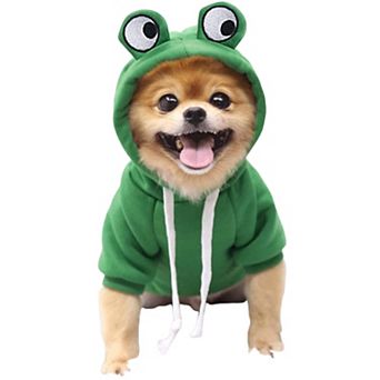 Dog Cute Frog Shape Sweaters Plush Fleece Cold Weather Warm Coat for Puppy Small Medium Large Dog