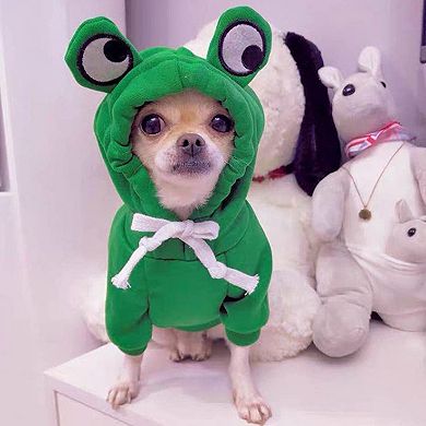 Dog Cute Frog Shape Sweaters Plush Fleece Cold Weather Warm Coat for Puppy Small Medium Large Dog