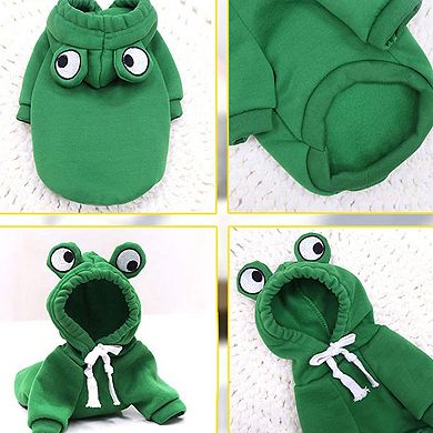 Dog Cute Frog Shape Sweaters Plush Fleece Cold Weather Warm Coat for Puppy Small Medium Large Dog