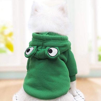 Dog Cute Frog Shape Sweaters Plush Fleece Cold Weather Warm Coat for Puppy Small Medium Large Dog