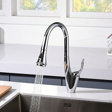 SUMERAIN Pull-Down Kitchen Mixer Tap with 360° Swivel Spout, Wide Arc, Dual Function, Deck Mounted