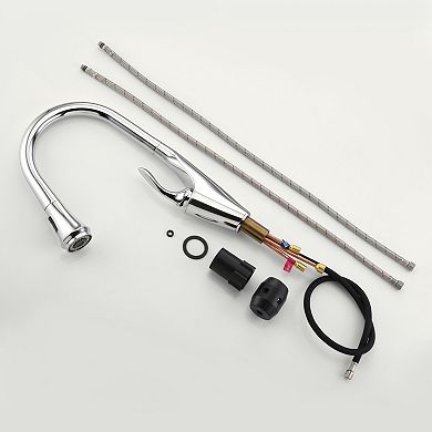 SUMERAIN Pull-Down Kitchen Mixer Tap with 360° Swivel Spout, Wide Arc, Dual Function, Deck Mounted