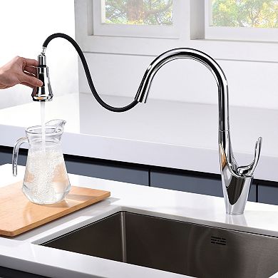 SUMERAIN Pull-Down Kitchen Mixer Tap with 360° Swivel Spout, Wide Arc, Dual Function, Deck Mounted