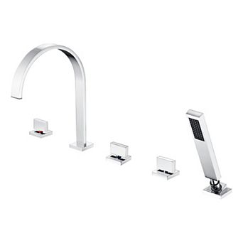 SUMERAIN 5 Holes Roman Tub Faucet, Minimalist Contemporary Style, Waterfall Effect