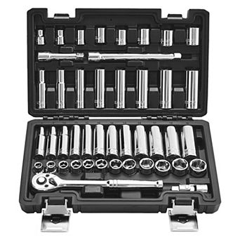 CR-V Steel Socket and Ratchet Set 6-Point Compact Tool Kit for Automotive Use