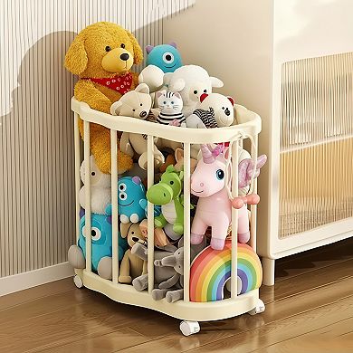 Rolling Yoga Mat Storage Basket with Wheels Sports Equipment Organizer