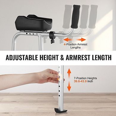 Folding Walker for Adults with 7-Level Height, Adjustable Armrests, and Front Wheels