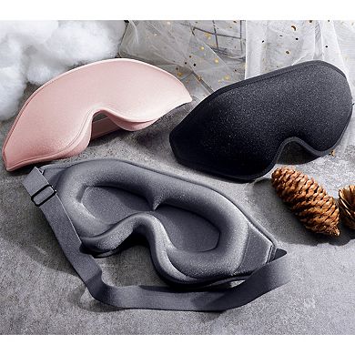 3D Contoured Sleep Eye Mask with Memory Foam Padding Adjustable Strap and Full Light Blocking