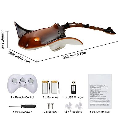 Kids RC Manta Ray for Pools and Lakes, Multi-Jointed Tail, Long-Range 2.4G Remote