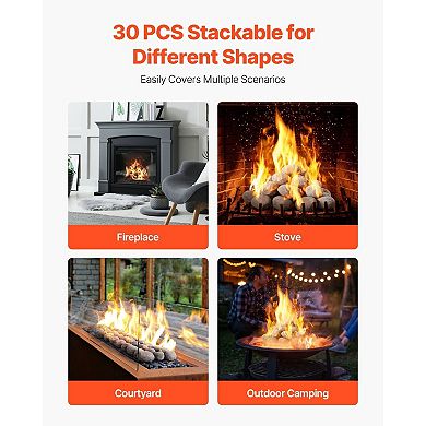 30-Piece Ceramic Fireballs for Fire Pits, Fireplaces, Patios, or Outdoor Camping