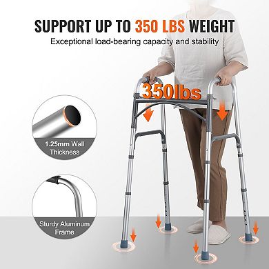 Compact Folding Walker with 8-Level Height Adjustment and Indoor Outdoor Use for Daily Mobility