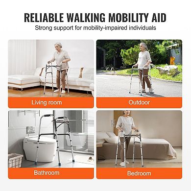 Compact Folding Walker with 8-Level Height Adjustment and Indoor Outdoor Use for Daily Mobility